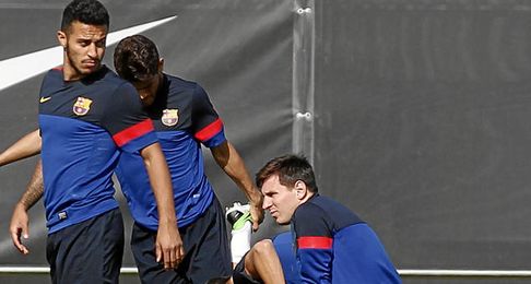 Jugadores del Barcelona se ejercitan. Jugadores del Barcelona se ejercitan.