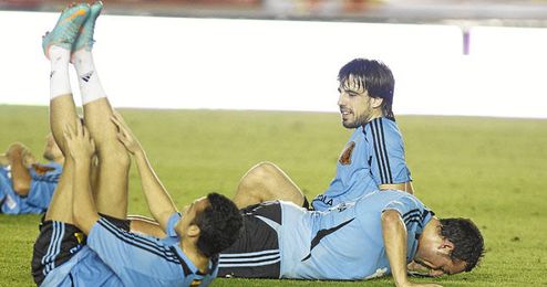 Beñat durante un entrenamiento con la selección. Beñat durante un entrenamiento con la selección.