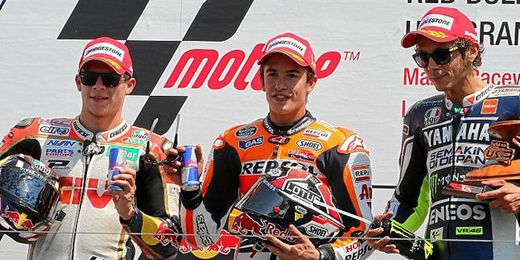 Bradl, Márquez y Rossi en el podio de Laguna Seca Bradl, Márquez y Rossi en el podio de Laguna Seca