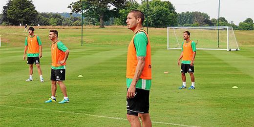Braian Rodríguez durante el entrenamiento matutino de hoy. Braian Rodríguez durante el entrenamiento matutino de hoy.