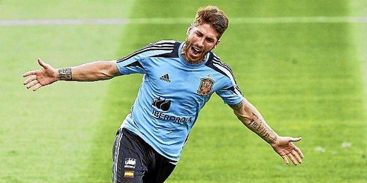 Sergio Ramos, durante entrenamiento con la selección española. Sergio Ramos, durante entrenamiento con la selección española.