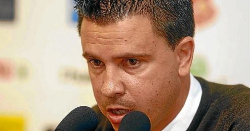 Sergio Lobera, durante la rueda de prensa de su despedida. Sergio Lobera, durante la rueda de prensa de su despedida.
