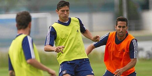 Entrenamiento del equipo. En la imagen Jesús Vázquez y Montoro Entrenamiento del equipo. En la imagen Jesús Vázquez y Montoro