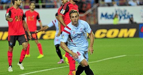 Deulofeu celebra su gol a la Real. Deulofeu celebra su gol a la Real.