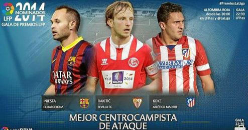 Iniesta, Rakitic y Koke, mejores centrocampistas de ataque de la 13/14. Iniesta, Rakitic y Koke, mejores centrocampistas de ataque de la 13/14.