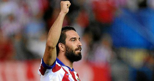 Arda Turan celebra un gol con el Atlético en Champions. Arda Turan celebra un gol con el Atlético en Champions.