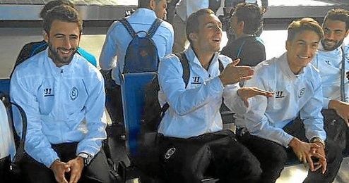 Pareja, Deulofeu, Denis e Iborra antes de partir hacia Bélgica. Pareja, Deulofeu, Denis e Iborra antes de partir hacia Bélgica.