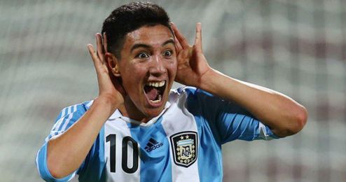 Leo Suárez celebra un gol con la Sub-17 argentina. Leo Suárez celebra un gol con la Sub-17 argentina.
