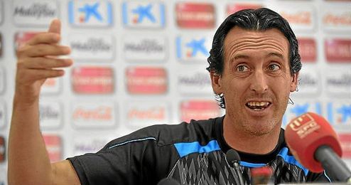 Unai Emery durante una rueda de prensa. Unai Emery durante una rueda de prensa.