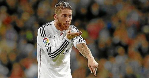 Sergio Ramos celebra su gol al Rayo Vallecano. Sergio Ramos celebra su gol al Rayo Vallecano.