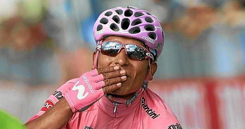 Quintana celebrando una victoria en el pasado Giro. Quintana celebrando una victoria en el pasado Giro.