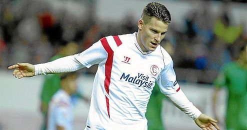 Kévin Gameiro celebre un gol ante el Sabadell. Kévin Gameiro celebre un gol ante el Sabadell.
