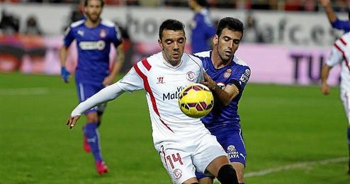 Aspas, en un lance del encuentro con Fuentes. Aspas, en un lance del encuentro con Fuentes.