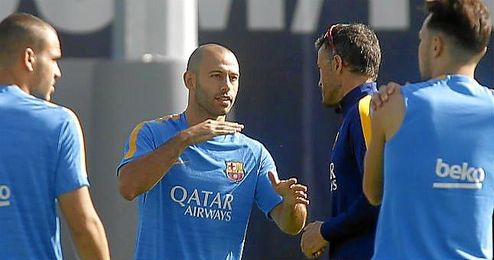 Mascherano, en un entrenamiento del Barcelona. Mascherano, en un entrenamiento del Barcelona.