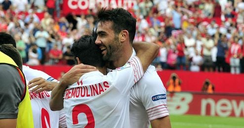 Iborra celebró con rabia su gol ante el Barça. Iborra celebró con rabia su gol ante el Barça.