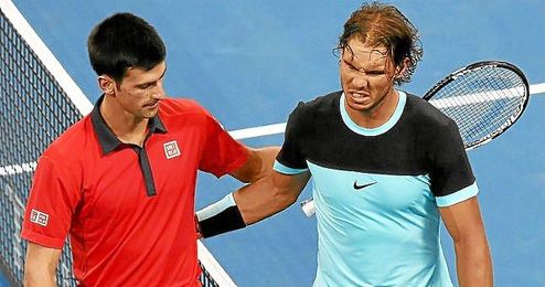 Djokovic y Nadal, tras finalizar el partido. Djokovic y Nadal, tras finalizar el partido.
