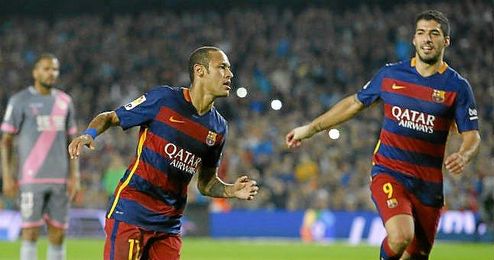 Neymar celebrando el gol en el partido ante el Rayo. Neymar celebrando el gol en el partido ante el Rayo.