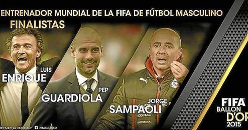 Los tres candidatos a Mejor Entrenador FIFA. Los tres candidatos a Mejor Entrenador FIFA.