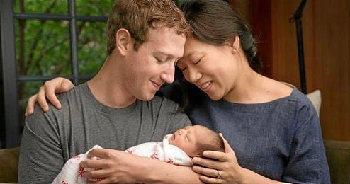Mark Zuckerberg, Priscilla Chan y su hija, Max. Mark Zuckerberg, Priscilla Chan y su hija, Max.