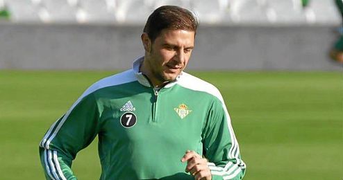 Joaquín, durante el entrenamiento de hoy viernes. Joaquín, durante el entrenamiento de hoy viernes.