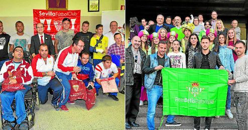 Sevillistas y béticos han exhibido su espíritu navideño y solidario con visitas a centros hospitalarios sevillanos. Sevillistas y béticos han exhibido su espíritu navideño y solidario con visitas a centros hospitalarios sevillanos.