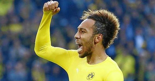 Aubameyang, celebrando una victoria con el Borussia Dortmund. Aubameyang, celebrando una victoria con el Borussia Dortmund.