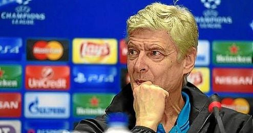Arsene Wenger, durante la rueda de prensa de Champions. Arsene Wenger, durante la rueda de prensa de Champions.