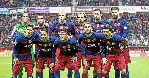 El once que sacó Luis Enrique en el partido del Molinón ante el Sporting. El once que sacó Luis Enrique en el partido del Molinón ante el Sporting.