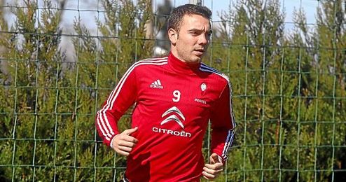 Iago Aspas, de nuevo en los entrenamientos. Iago Aspas, de nuevo en los entrenamientos.