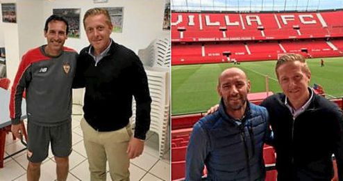 Garry Monk colgó fotos en su Twitter con Emery y Monchi. Garry Monk colgó fotos en su Twitter con Emery y Monchi.