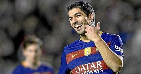 Luis Suárez celebra un gol con el Barcelona. Luis Suárez celebra un gol con el Barcelona.