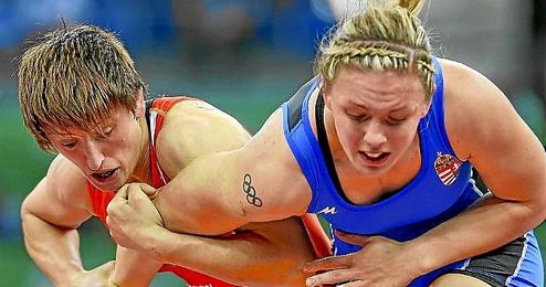 Maider Unda, durante un campeonato de lucha. Maider Unda, durante un campeonato de lucha.
