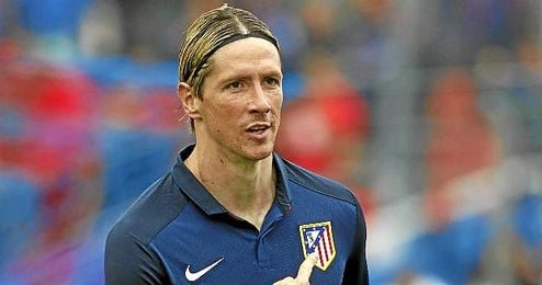 Torres celebra un gol con el Atlético. Torres celebra un gol con el Atlético.