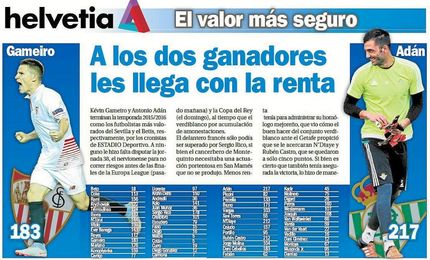 Adán y Gameiro, los más valorados en sus respectivos equipos. Adán y Gameiro, los más valorados en sus respectivos equipos.