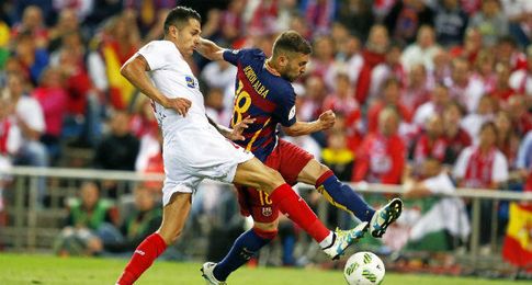 Vitolo, en el gol de Alba. Vitolo, en el gol de Alba.