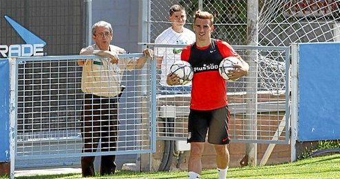 Griezmann durante el último entrenamiento Griezmann durante el último entrenamiento