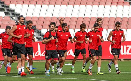 Entrenamiento reciente del Sevilla. Entrenamiento reciente del Sevilla.