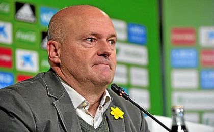 Mel, durante una rueda de prensa con el Betis. Mel, durante una rueda de prensa con el Betis.