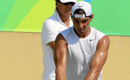 Rafa Nadal entrena en el Parque Olímpico de Río. Rafa Nadal entrena en el Parque Olímpico de Río.