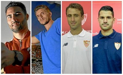 Iborra, Carriço, Pareja y Vitolo, los capitanes. Iborra, Carriço, Pareja y Vitolo, los capitanes.