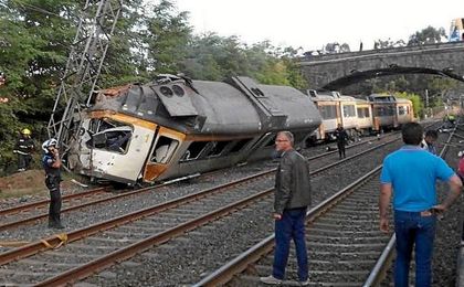 Estado en el que ha quedado el tren accidentado. Estado en el que ha quedado el tren accidentado.