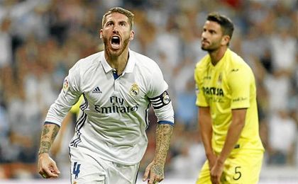 Sergio Ramos celebra el gol del empate ante el Villarreal. Sergio Ramos celebra el gol del empate ante el Villarreal.