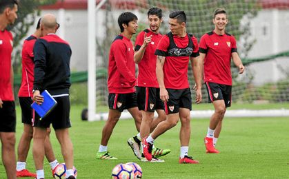 Entrenamiento del Sevilla. Entrenamiento del Sevilla.