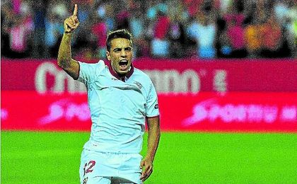 Ben Yedder celebra el único gol oficial que ha marcado hasta ahora como nervionense. Ben Yedder celebra el único gol oficial que ha marcado hasta ahora como nervionense.