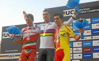 Kirienka, Martin y Castroviejo, en el podio. Kirienka, Martin y Castroviejo, en el podio.