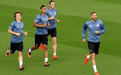 Benzema, durante un entrenamiento con el Real Madrid. Benzema, durante un entrenamiento con el Real Madrid.