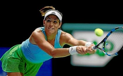 Muguruza, en el partido ante Pliskova. Muguruza, en el partido ante Pliskova.