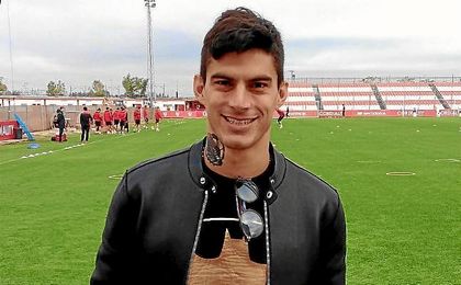 Diego Perotti, en el entrenamiento del Sevilla. Diego Perotti, en el entrenamiento del Sevilla.
