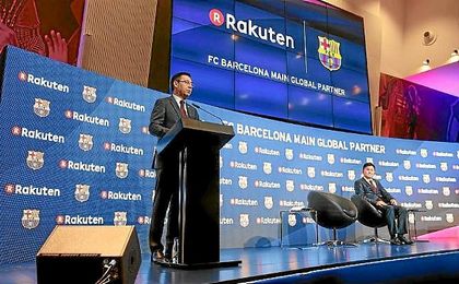 Josep María Bartomeu, en la presentación del acuerdo. Josep María Bartomeu, en la presentación del acuerdo.