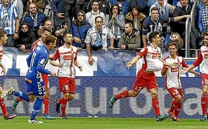 Gerard Moreno celebra su gol al Alavés. Gerard Moreno celebra su gol al Alavés.